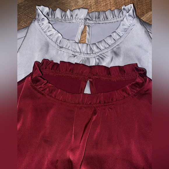 NWOT Bundle of 2 silky tops. Burgundy and grey size medium - Picture 2 of 9